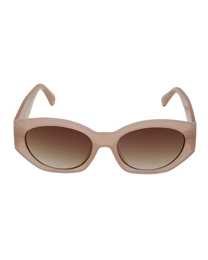 Beige Toned with UV Protected Lens Oval Sunglasses for women