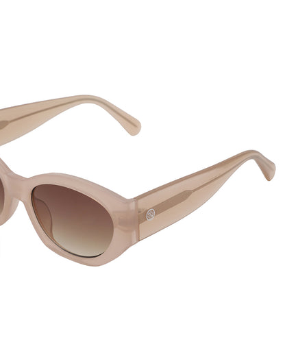 Beige Toned with UV Protected Lens Oval Sunglasses for women