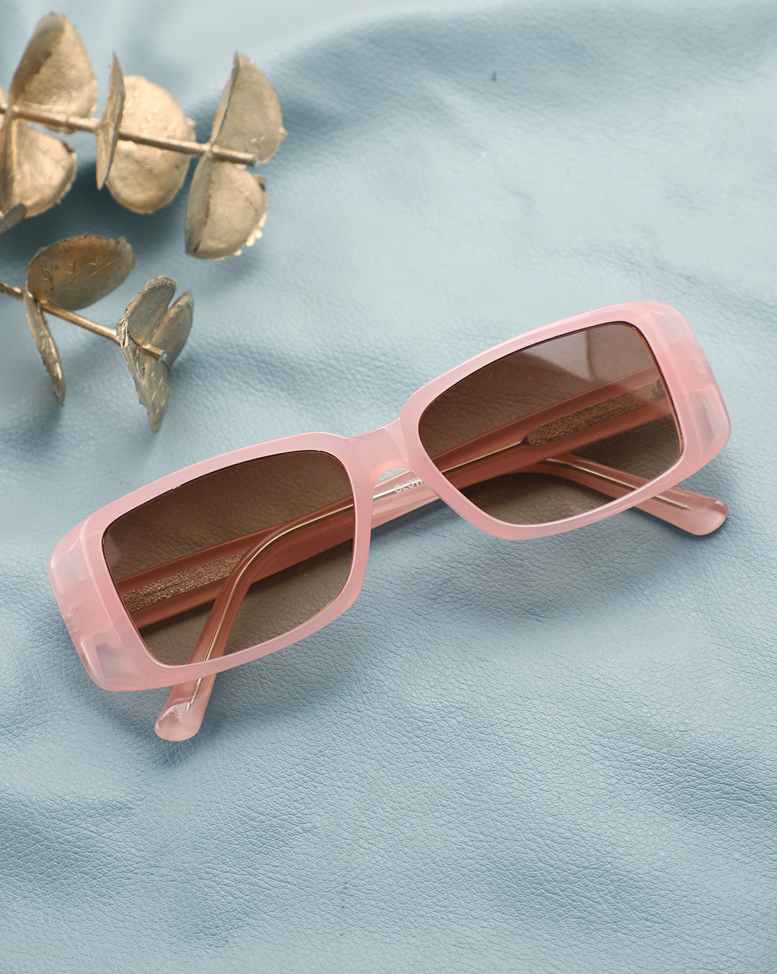 Pink Toned with UV Protected Lens Rectangle Sunglasses for women