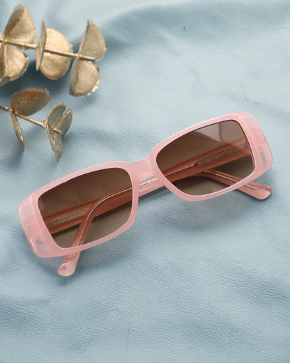 Pink Toned with UV Protected Lens Rectangle Sunglasses for women