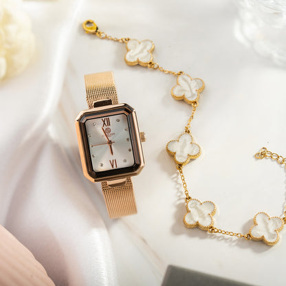 Women Gift Set Of 2 White Dial Watch + 1  Bracelets CLPLG090