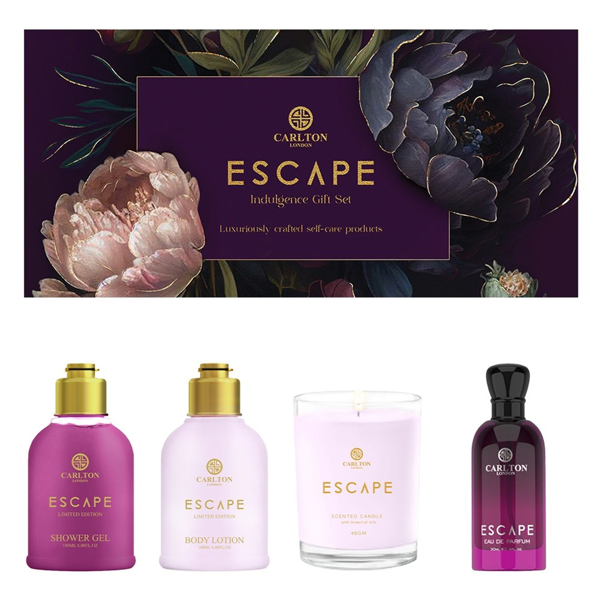 Escape Gift Set Of 4 Lotion Gel Perfume &amp; Candle - 430Ml