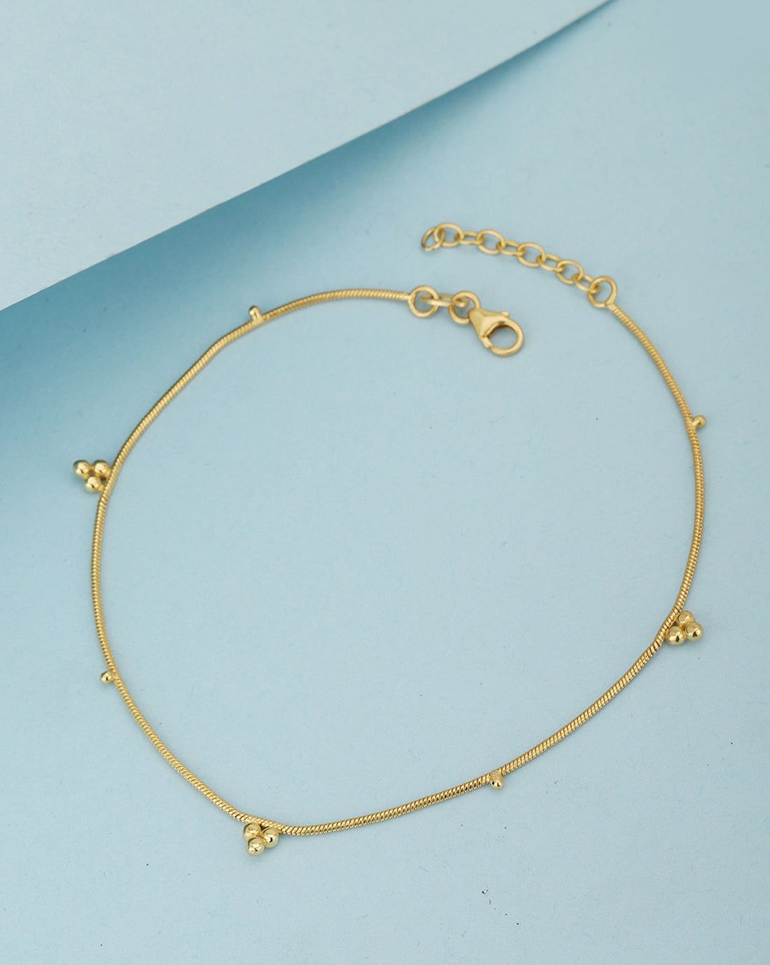 Carlton London 18Kt Gold Plated Minimal Beaded Anklet