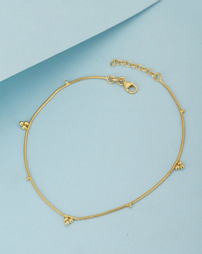 Carlton London 18Kt Gold Plated Minimal Beaded Anklet