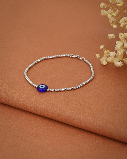 Carlton London Rhodium Plated Evil Eye Bracelet
