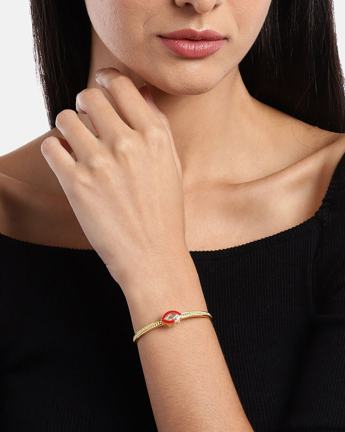 Carlton London Gold Plated Evil Eye Cuff Bracelet For Women