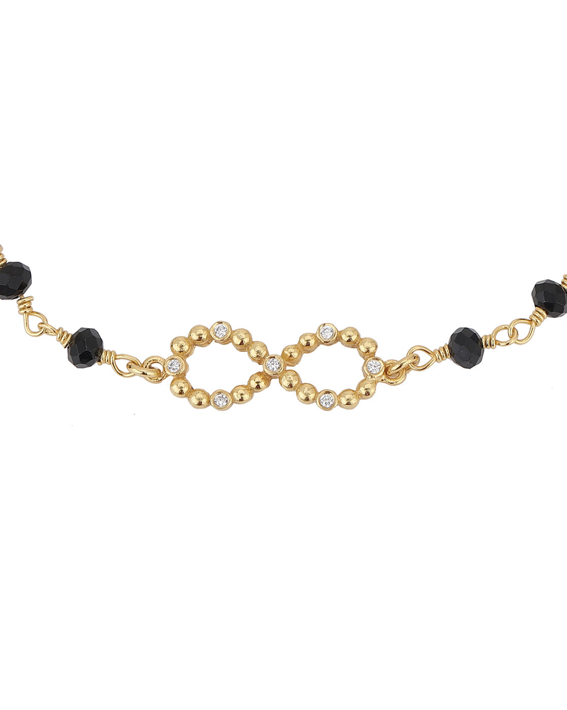 Carlton London Gold Plated Black Cz Studded Infinity Bracelet