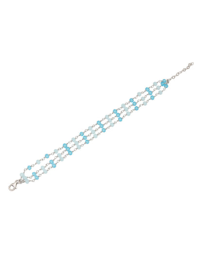 Carlton London Rhodium Plated Charm Bracelet For Women