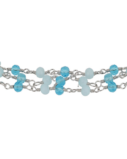 Carlton London Rhodium Plated Charm Bracelet For Women
