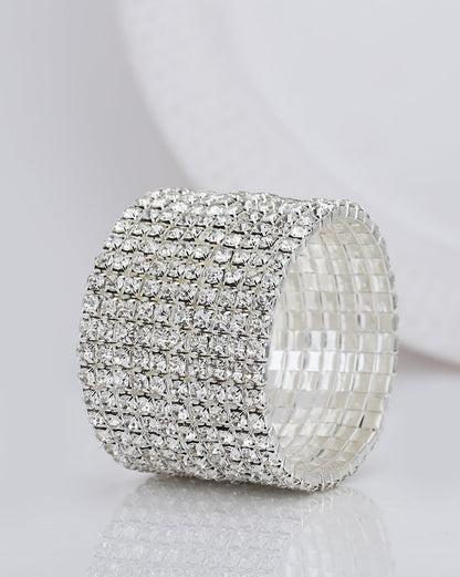 Carlton London Cz Studded With Rhodium Plated Stretchable Bracelet