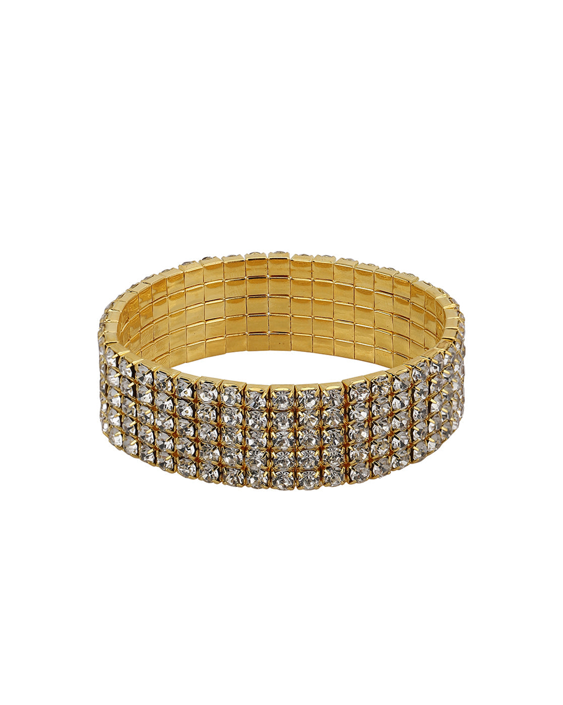 Carlton London Brass Cubic Zirconia Gold-Plated Bracelet