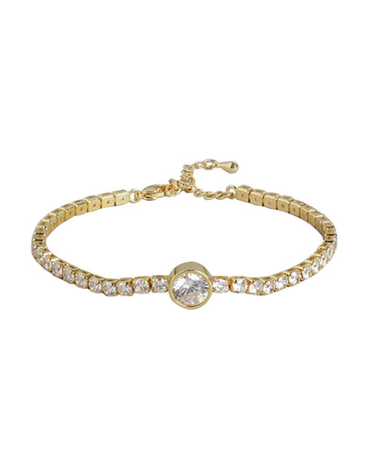 Gold Plated With Cz Fancy Adjustable Bracelet For Women