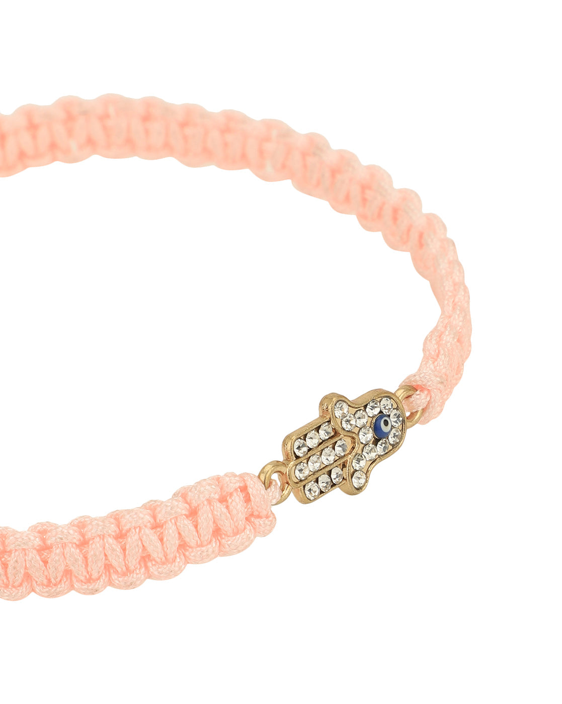 Set of 2 Gold Plated CZ Hamsa &amp; Evil Eye Adjustable Bracelet for women