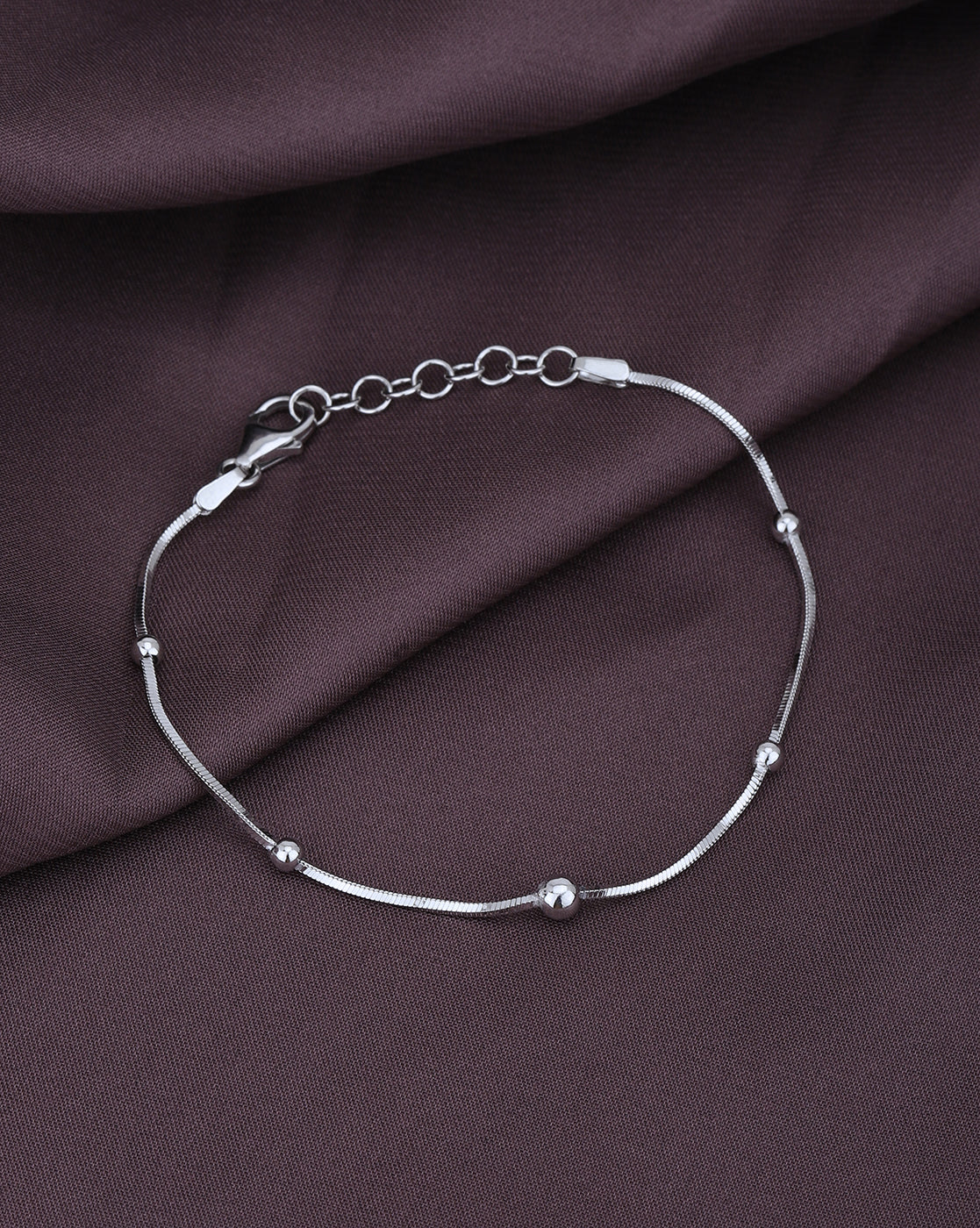 Rhodium Plated with Ball Charm Bracelet for women