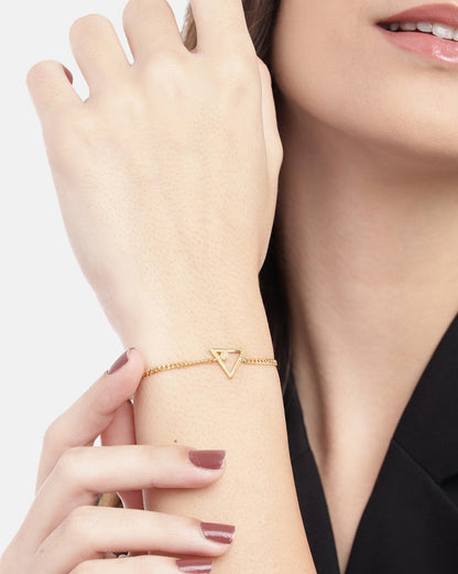 18kt Gold Plated with CZ Triangular Charm Bracelet for women