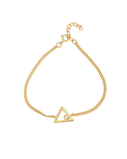 18kt Gold Plated with CZ Triangular Charm Bracelet for women