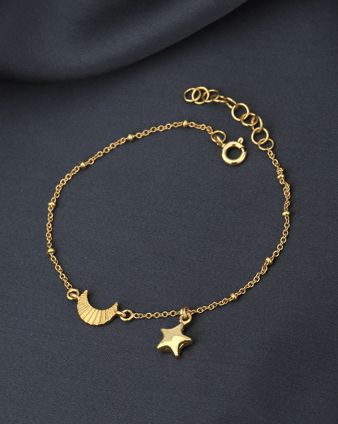 18kt Gold Plated with Moon &amp; Star Charm Bracelet
