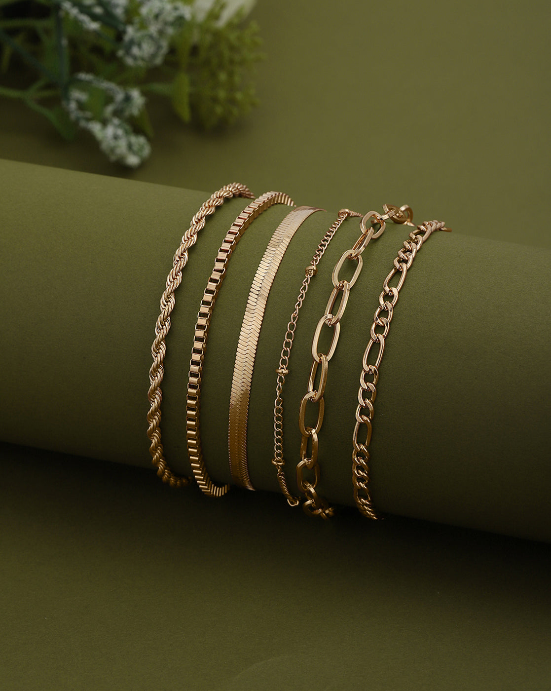 Set of 6 Rose Gold Plated Wraparound Bracelet