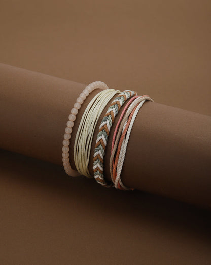 Multi Coloured Set of 4 Braided Stacking Friendship Bracelet