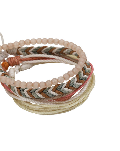 Multi Coloured Set of 4 Braided Stacking Friendship Bracelet