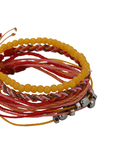 Multi Coloured Set of 4 Braided Stacking Friendship Bracelet
