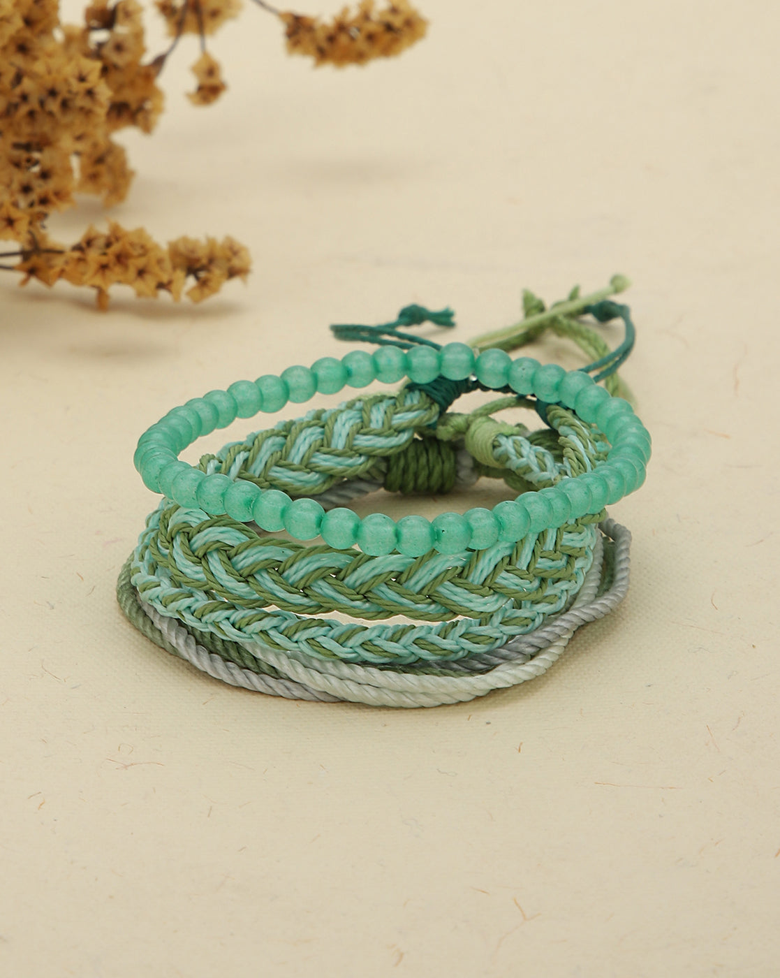 Multi Coloured Set of 4 Braided Stacking Friendship Bracelet