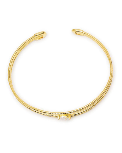 18kt Gold Plated CZ Four Bar Bangle Style Cuff  Bracelet