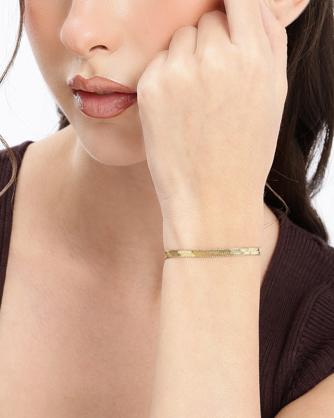 Gold Plated Heart Charm Snake Bracelet