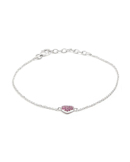 Rhodium Plated Red Ruby Heart Wraparound Bracelet