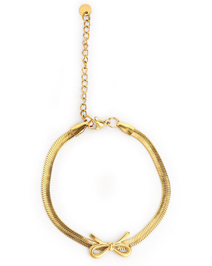 18kt Gold Plated Bow Charm Adjustable Snake chain Bracelet