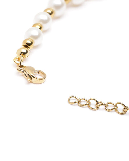18kt Gold Plated Pearl and Heart Wraparound Bracelet