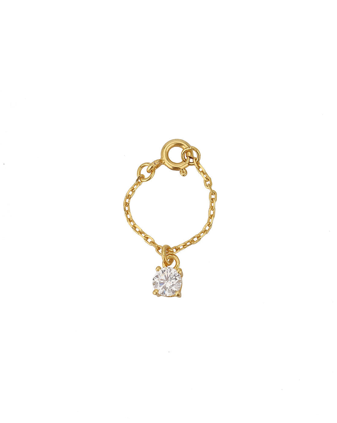 Carlton London Gold Plated Watch Charm With Dangling Round Solitaire Cz Studdedâ Stone For Women
