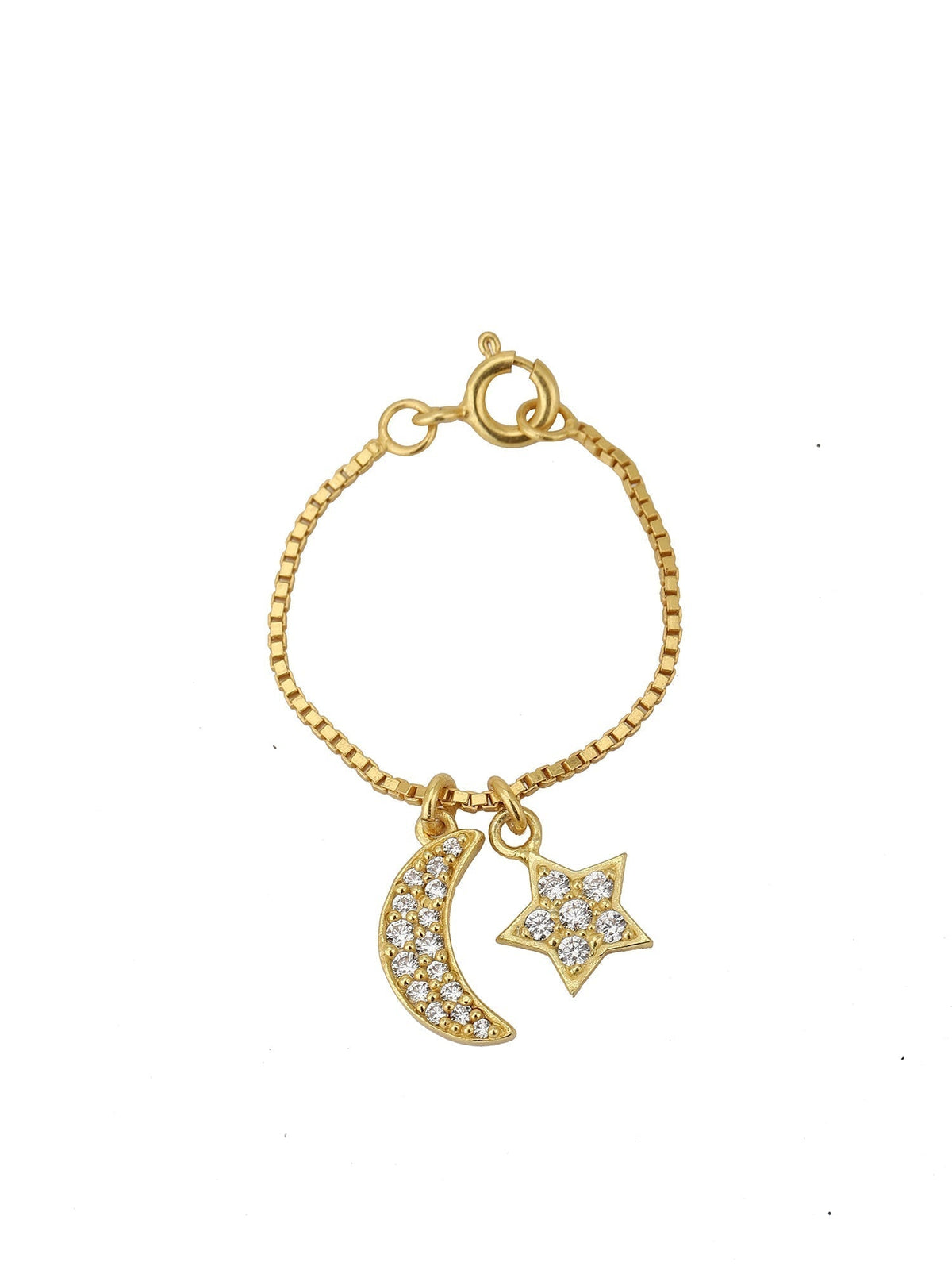 Carlton London Gold Plated Cz Studded Star-Moon Shape Watch Charm For Women