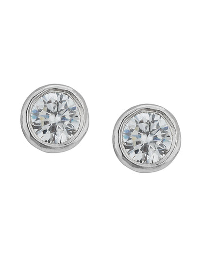Carlton London Rhodium Plated Cz Circular Stud Earring For Women