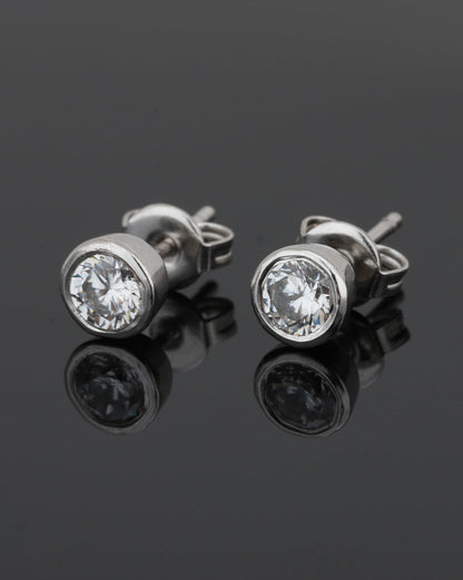 Carlton London Rhodium Plated Cz Circular Stud Earring For Women