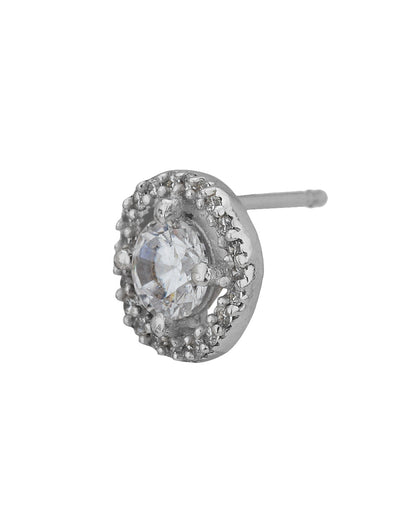 Carlton London Rhodium Plated Cz Circular Stud Earring For Women