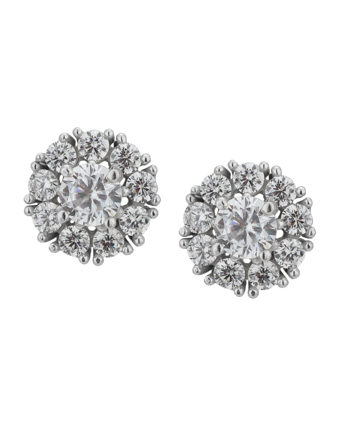 Carlton London Rhodium Plated Cz Circular Stud Earring For Women