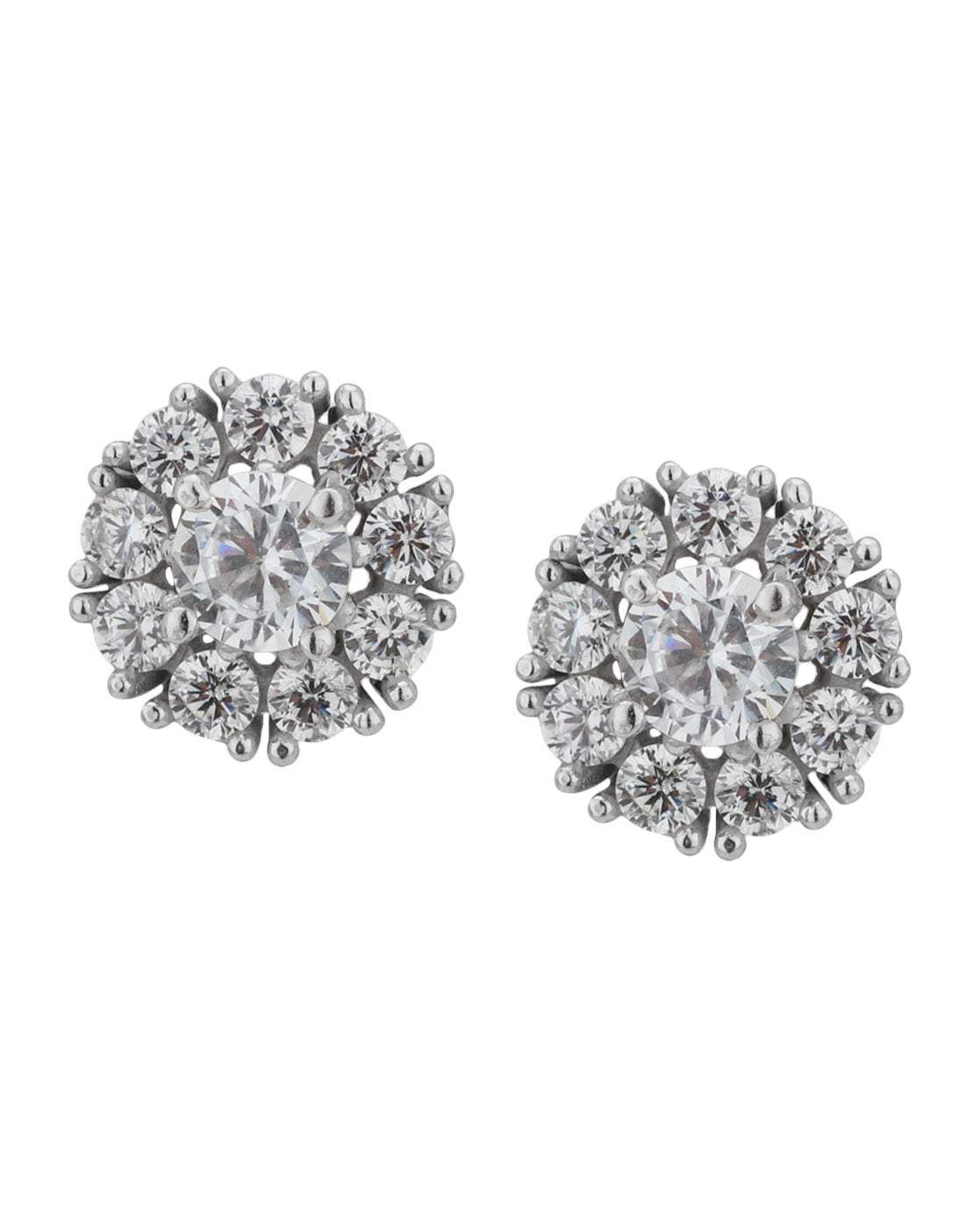 Carlton London Rhodium Plated Cz Circular Stud Earring For Women