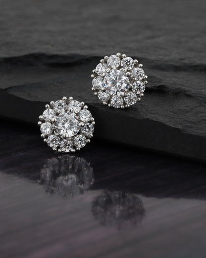Carlton London Rhodium Plated Cz Circular Stud Earring For Women