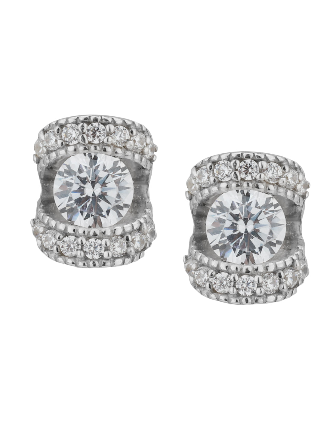 Carlton London Rhodium Plated Cz Contemporary Stud Earring For Women