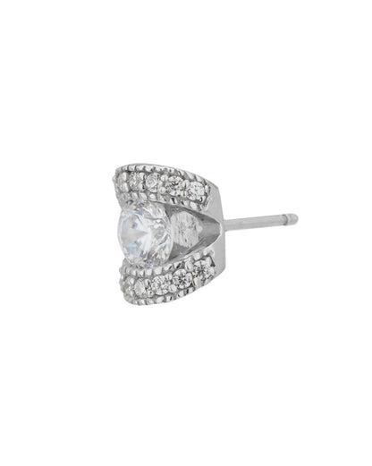 Carlton London Rhodium Plated Cz Contemporary Stud Earring For Women