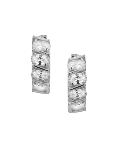 Carlton London Rhodium Plated Cz Circular Hoop Earring For Women