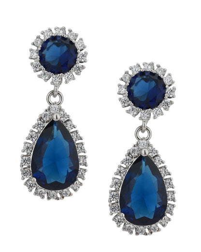 Carlton London Rhodium Plated Cz Teardrop Drop Earring For Women