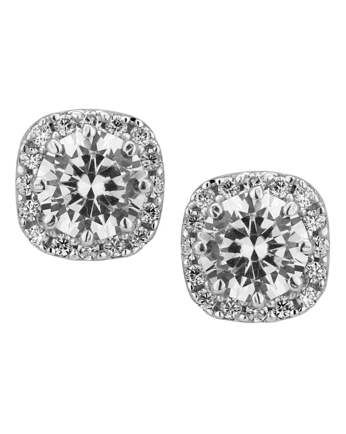 Carlton London Rhodium Plated Cz Geometric Stud Earring For Women