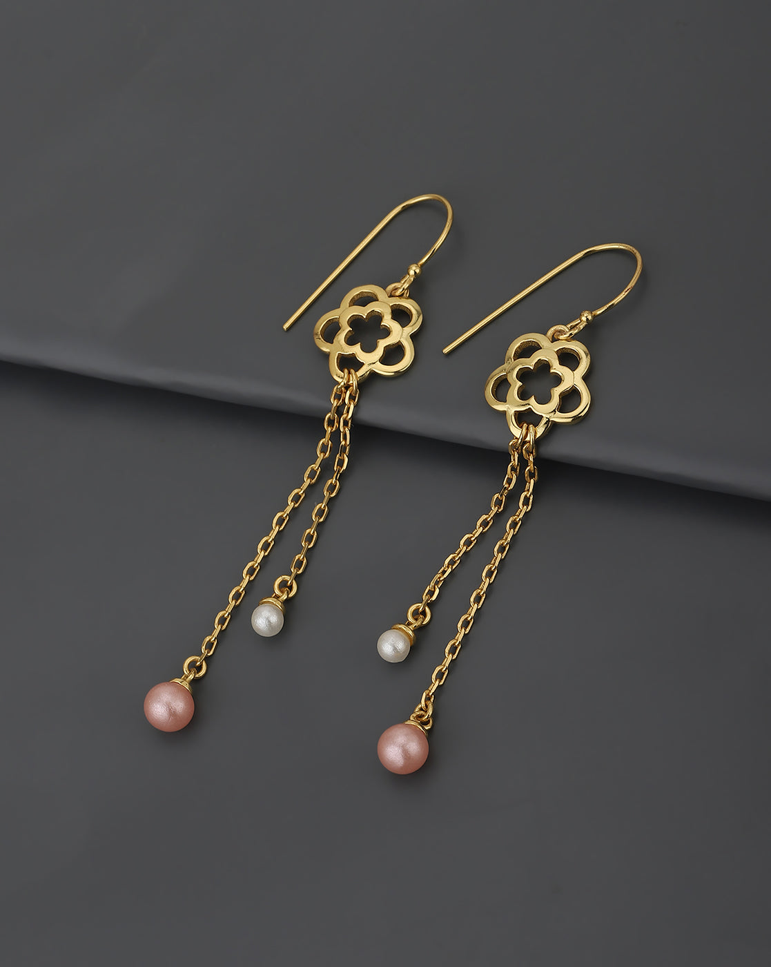 Carlton London Gold Plated Beaded Floral Drop Earring For Women