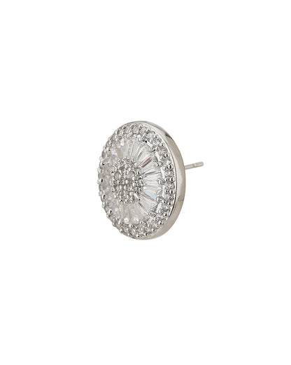 Carlton London Rhodium Plated Cz Oversized Stud Earring For Women
