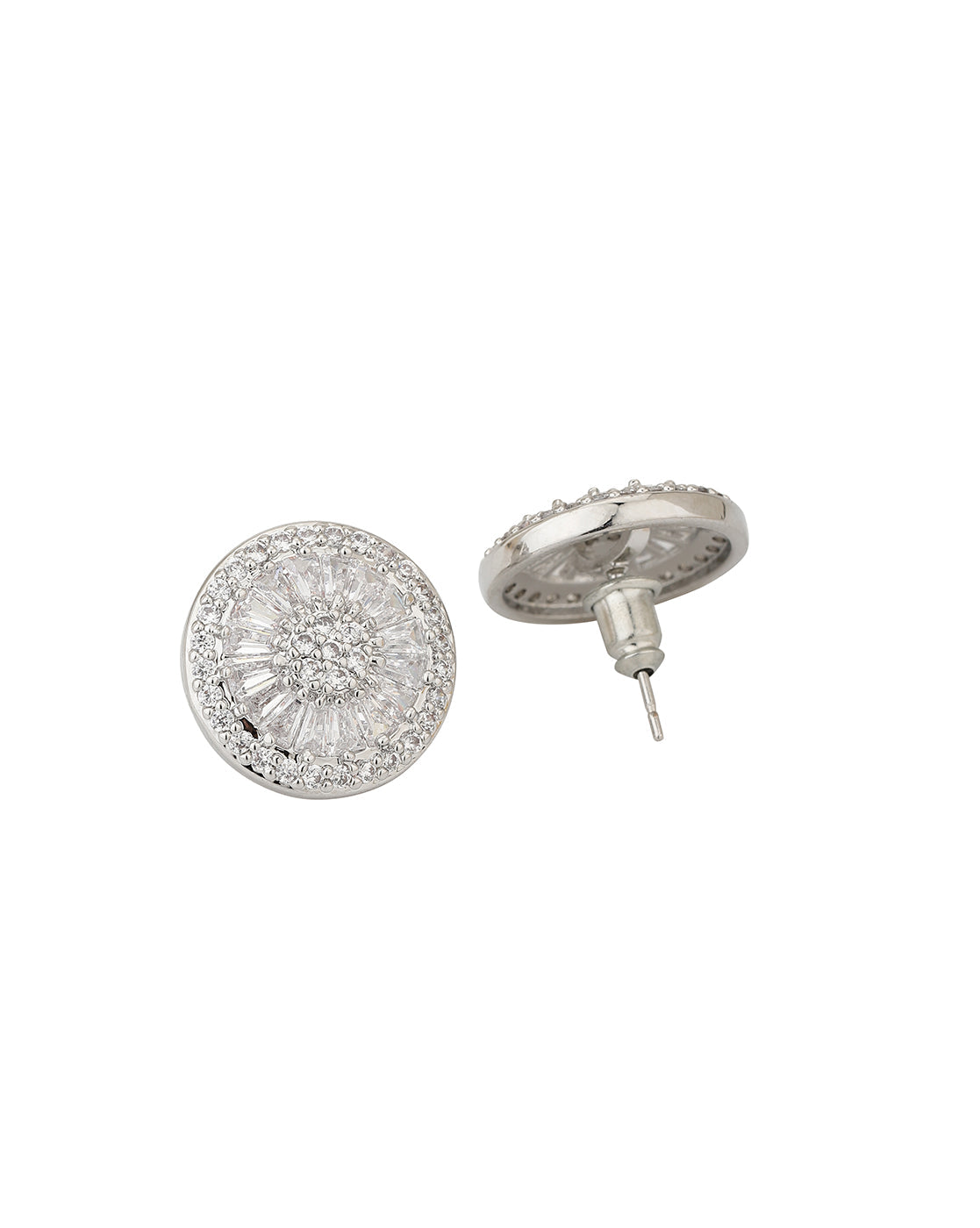 Carlton London Rhodium Plated Cz Oversized Stud Earring For Women