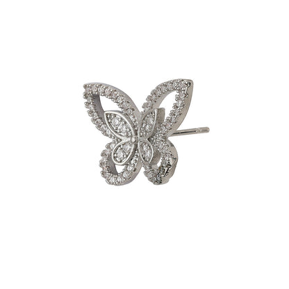 Carlton London Silver-Toned Butterfly Shaped Studs Earrings Fje3338