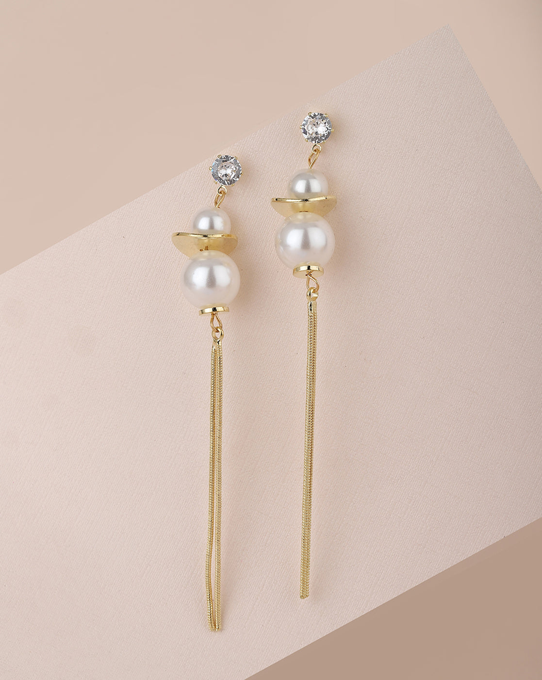 Carlton London Gold Plated White Pearl Drop Earring For Women