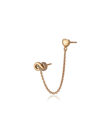 Carlton London Rose Gold Plated Cz Heart With Infinity Stud Chain Earring For Women